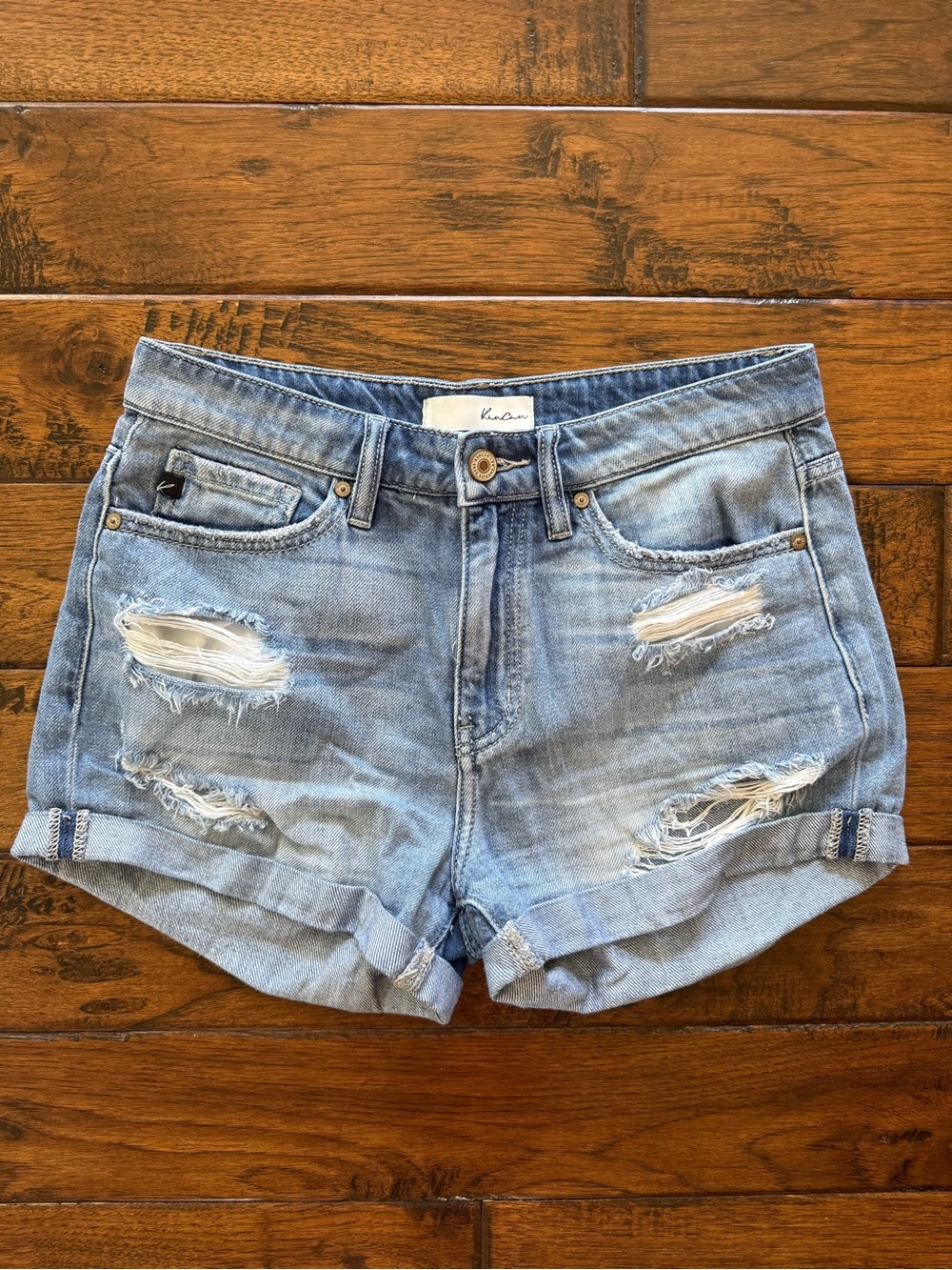 KanCan Light Blue Distressed Denim Shorts